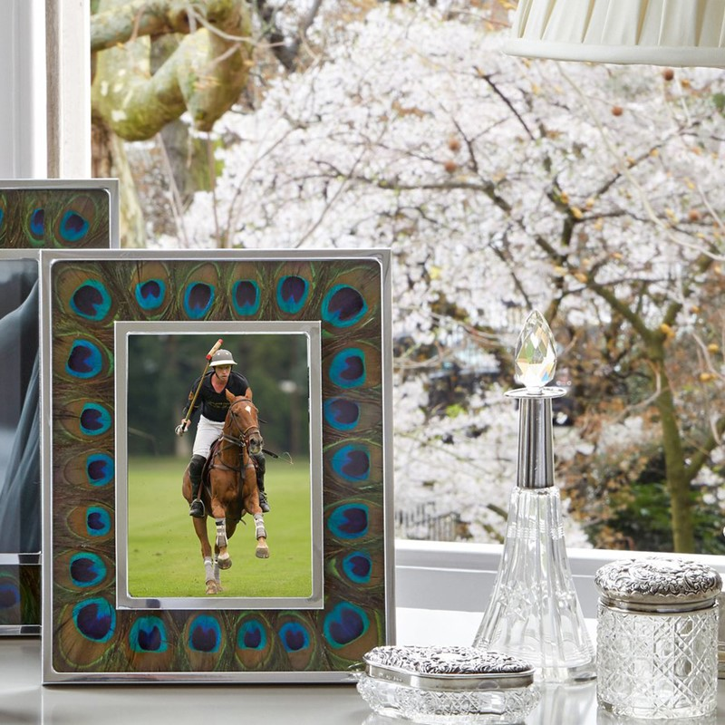 Feather and Glass Photo Frame, 5x7", Peacock-1