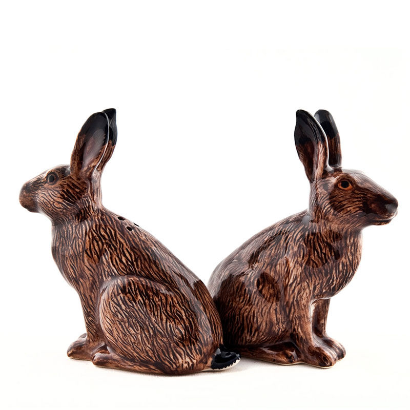 Hare Salt & Pepper Shakers, H10cm, Brown-2