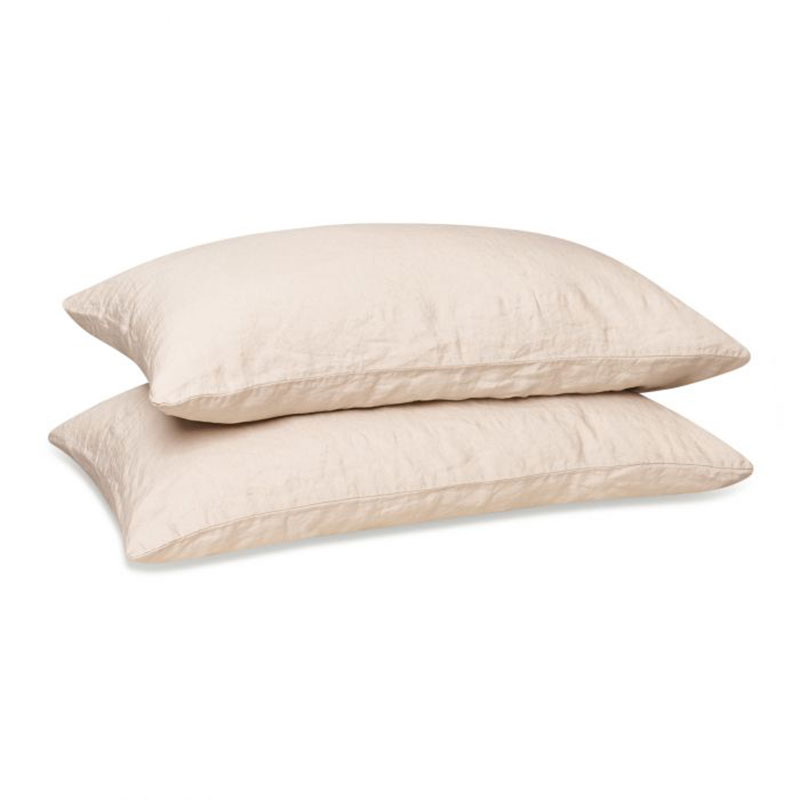 Linen Pair of Standard Pillowcases, Almond-1