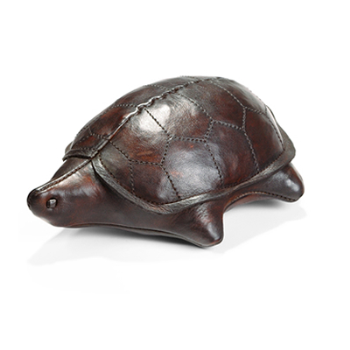 Hand Crafted Leather Tortoise, Miniature-0