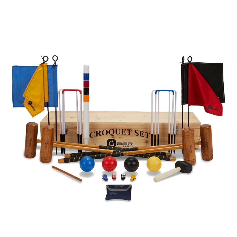 Pro 4 Player Croquet Set with Wooden Box-0