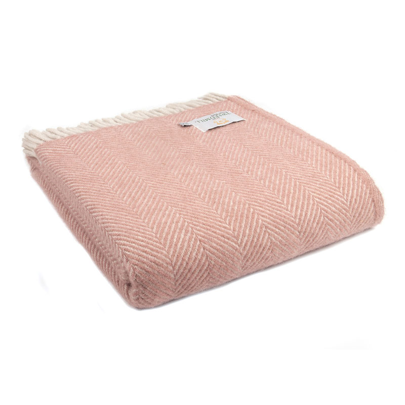 Herringbone Throw, 150 x 183cm, Dusky Pink & Pearl-0