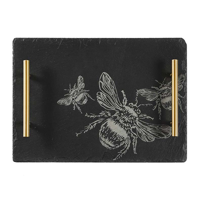 Bee Medium Slate Serving Tray, H25 x W35cm, Black-1