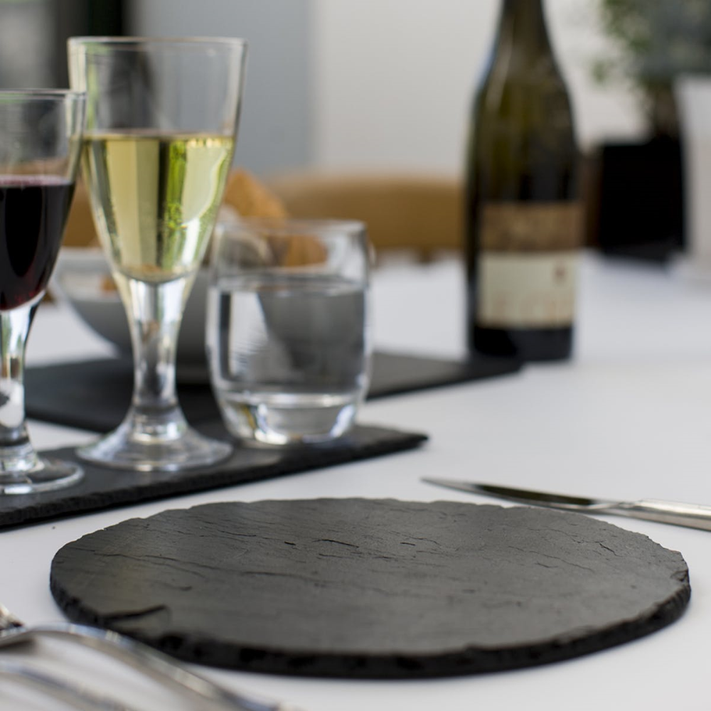 Pair of round tablemats, 23cm, Slate-2