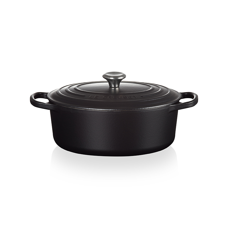 Signature Cast Iron Oval casserole, 29cm - 4.7 litre, Satin Black-3