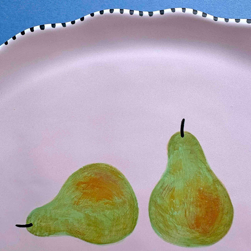 Minnie-Mae Studio Pair of Pears Serving Platter, 27cm x 21cm, Pink-3