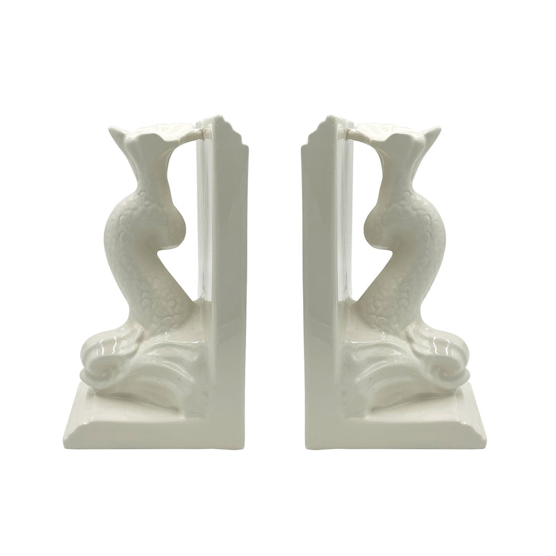 Dolphin Set of 2 Bookends, H25 x W12cm, Cream-0