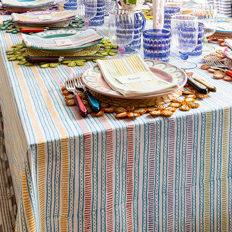 Lines & Dots Tablecloth, 180 x 225cm, Mutli-0