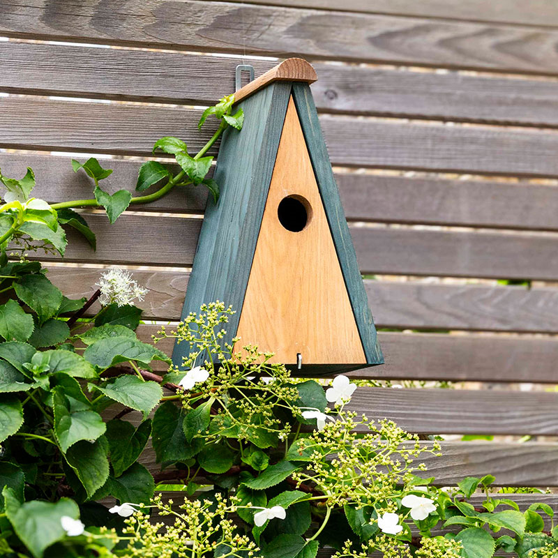 Littleworth Pitched Roof Bird House, Olive Green-0