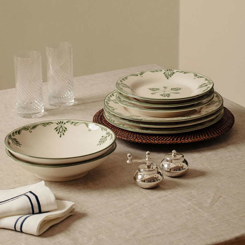 Eleanor Set of 6 Dinner Plates, 26.5cm, Forest Green-4