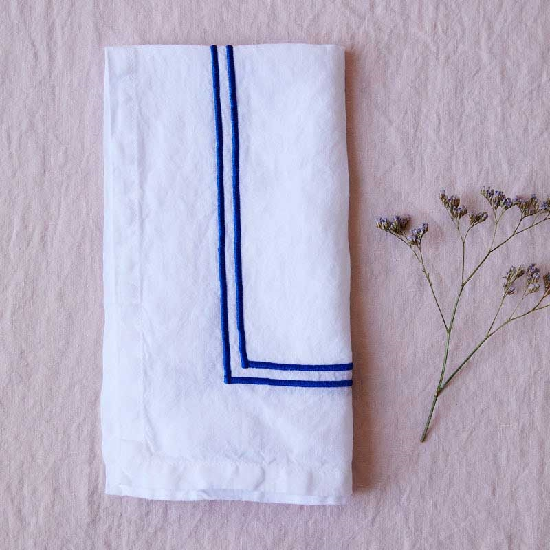 Set of Four Linen Napkins, 50 x 50cm, White-0