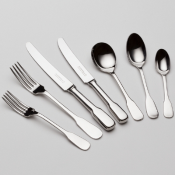 7 Piece Place Setting, Plain Fiddle, Stainless Steel-0