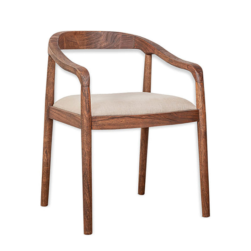 Anbu Acacia Upholstered Dining Chair, Washed Walnut-1