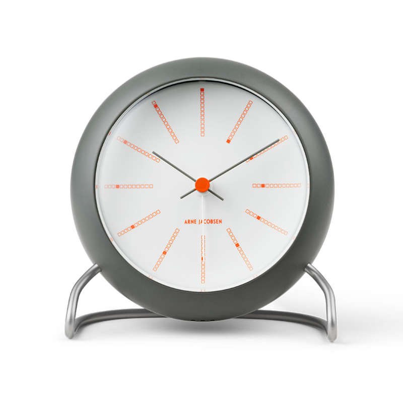 Bankers Table Clock, D11cm, Dark Grey-0