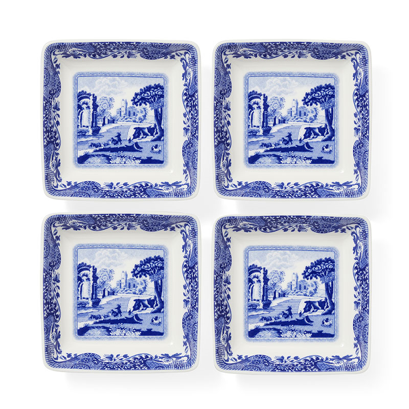 Blue Italian Set of 4 Dishes, L8 x W8cm, Blue-3