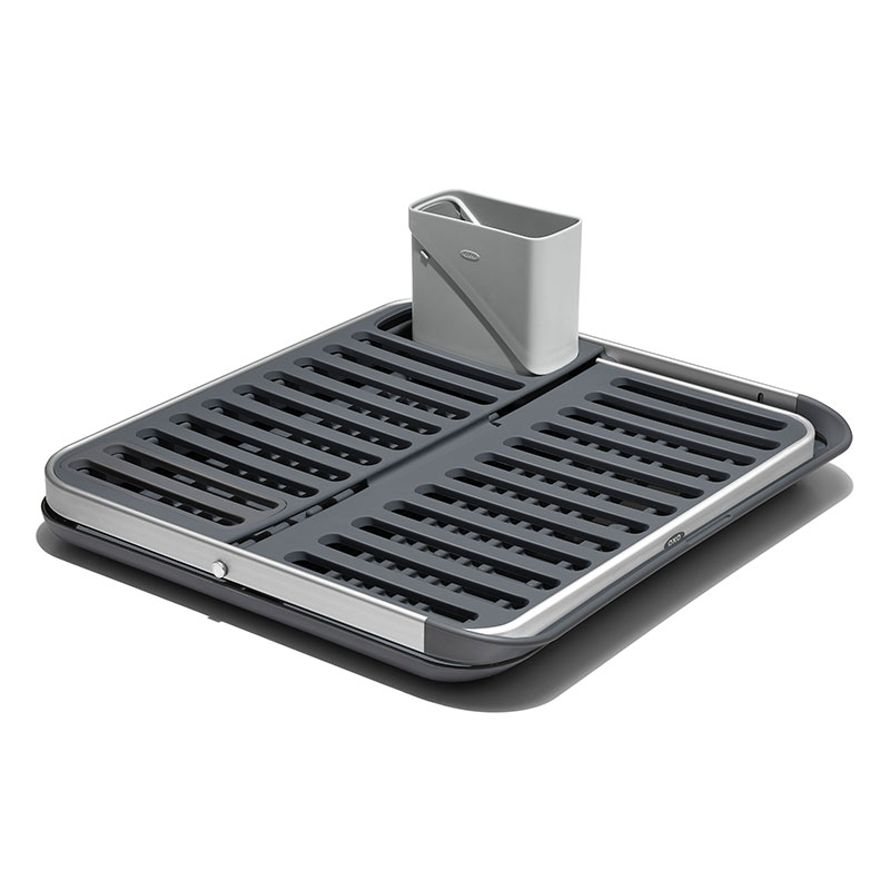 Aluminium Fold Flat Dish Rack, Grey-0