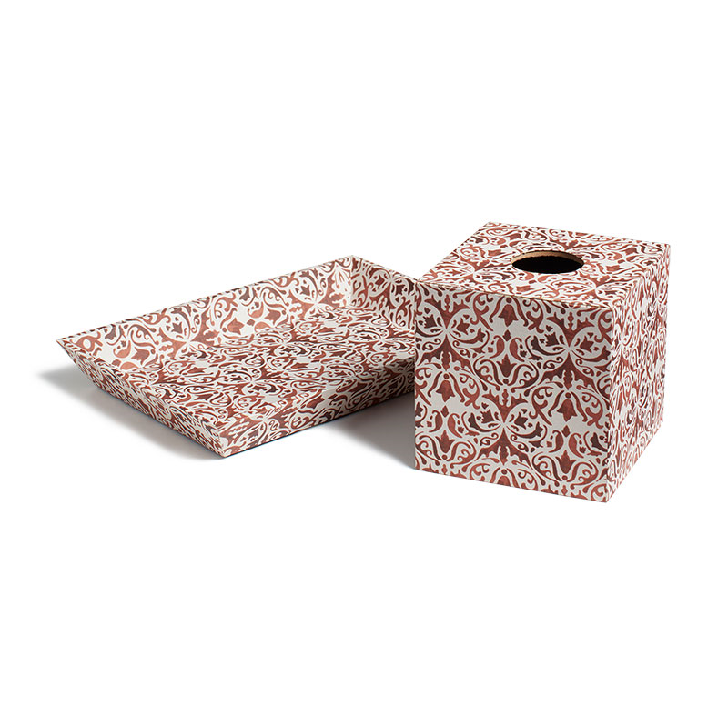 Nasau Tissue Box and Tray, Washed Rust-2