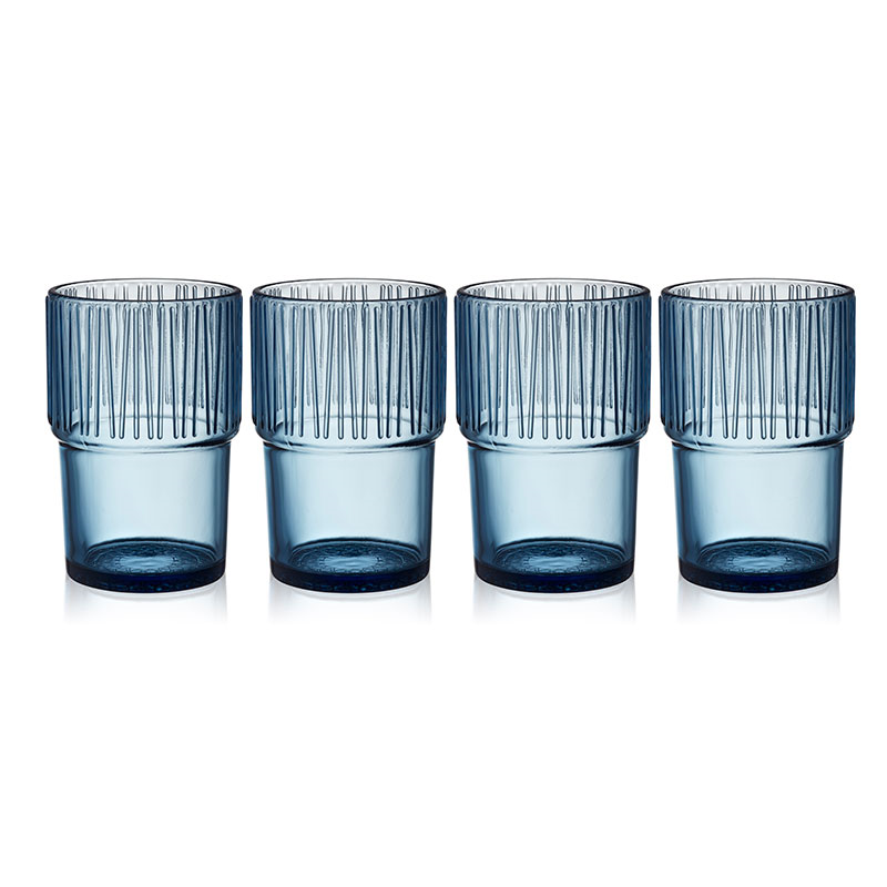 Kusintha Set of 4 Cafe Glasses, 380ml, Blue-1