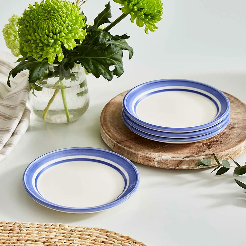 Potter's Stripe Set of 4 Bread Plates, D15cm, Blue-0