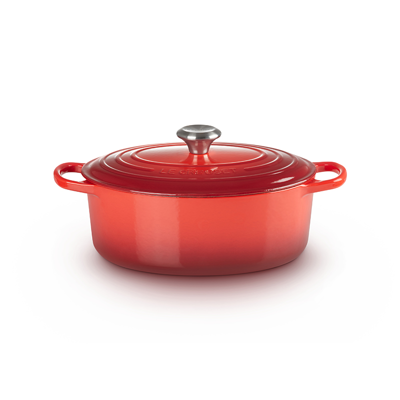 Signature Cast Iron Oval casserole, 29cm - 4.7 litre, Cerise-3