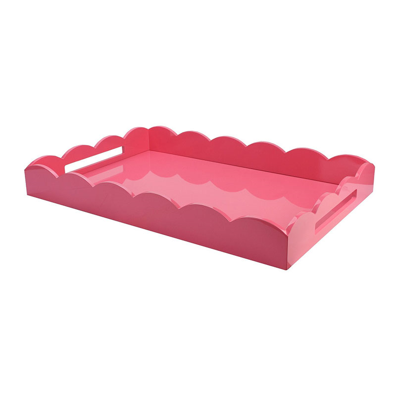 Lacquered Scallop Ottoman Tray 66 x 43cm, Watermelon-0