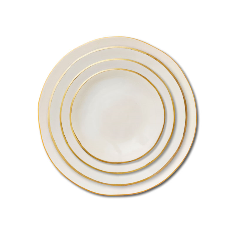 Blush 4 Piece Dinnerware Set, Gold Edge-0