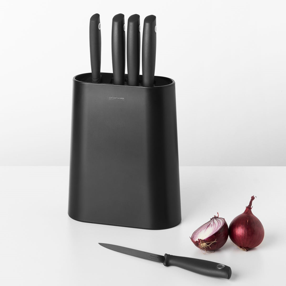 Tasty+ Knife block with knives, H33.5 x W19 x D9cm, Dark Grey-0