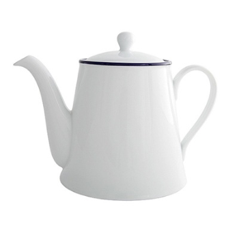 Teapot, Canteen, White/Blue Rim-0