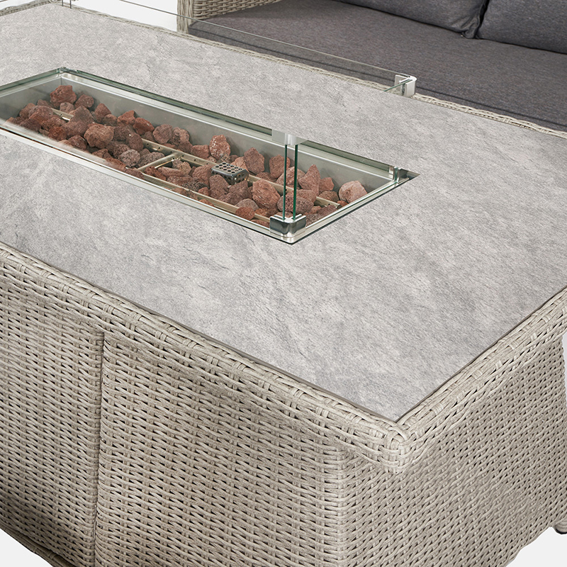 Antigua Lounge Set with Ceramic Top and Fire Pit, Stone Grey-3