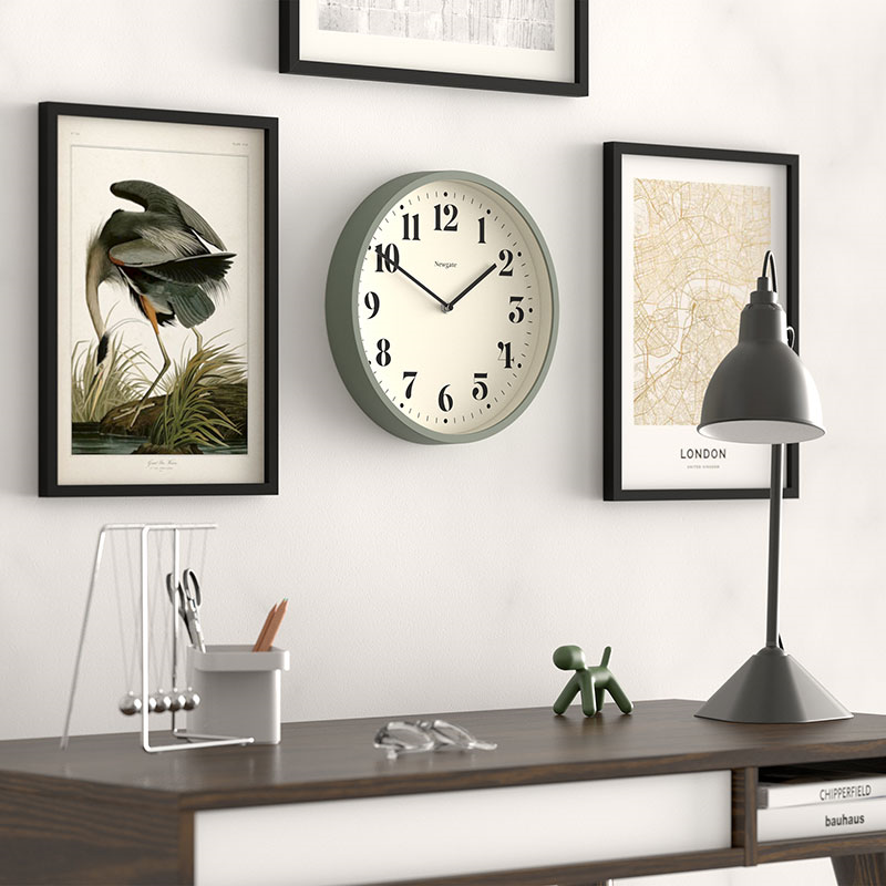 Number Four Wall Clock, D30cm, Asparagus Green-3