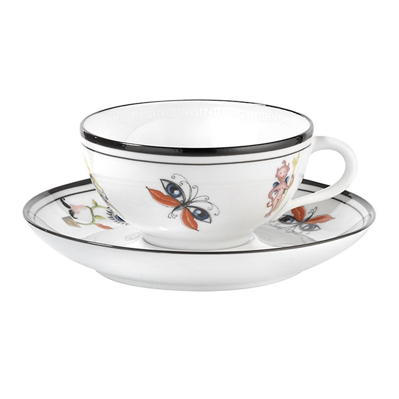 Arcadia Set of 2 Tea Cups with Saucers, 200ml, White-1