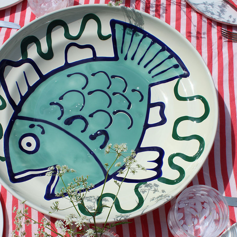 Poisson Platter, D42cm, Blue-2