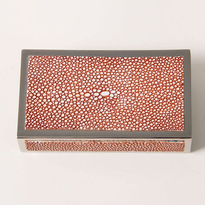 Large Match Box Holder, 13 x 7cm, Coral Shagreen-2