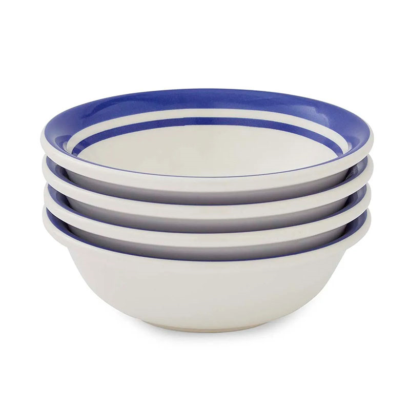 Potter's Stripe Set of 4 Bowls, D13cm, Blue-3