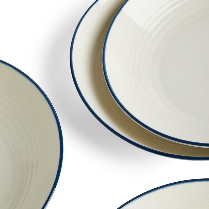 Gordon Ramsay Maze Denim Line Set of 4 Pasta Bowls, D24cm, White-3