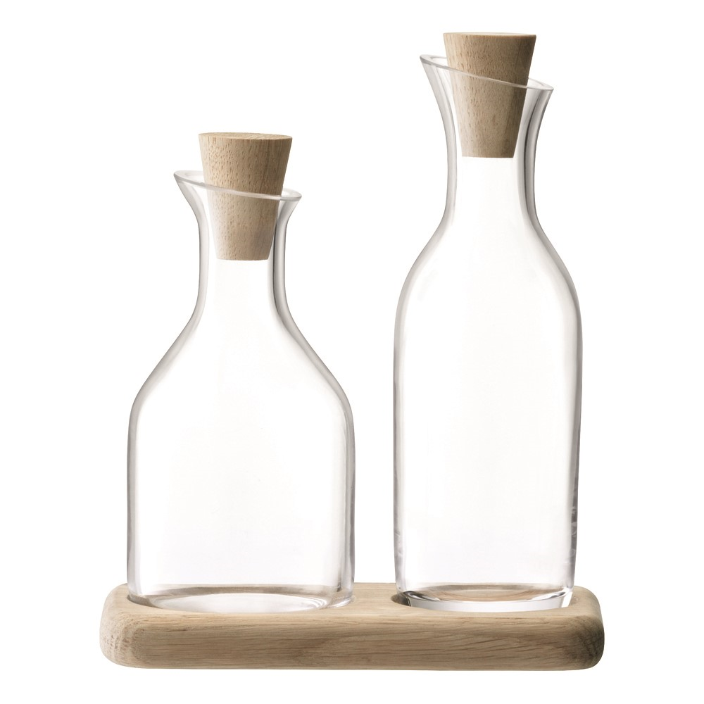 Serve Oil and vinegar set and oak base, 15cm-1