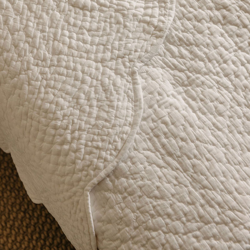 Nina Scalloped Quilted Cotton Bedspread, Double/ King, White-7