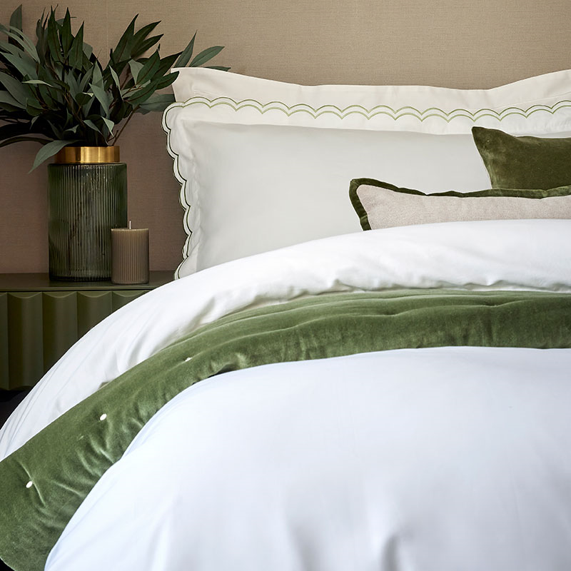 Scallop Edge Duvet Set, Super King, Matcha-3