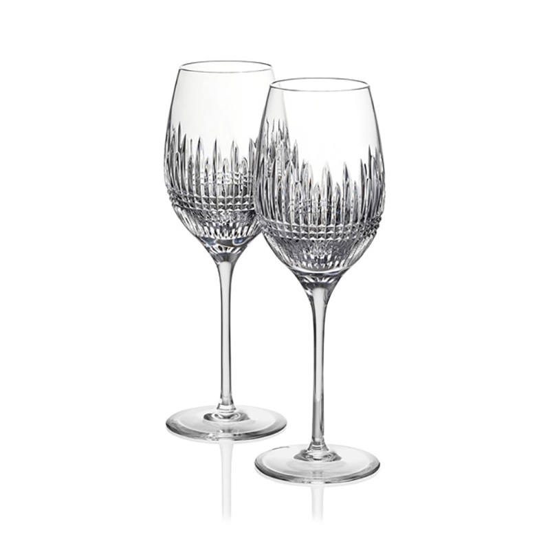 Lismore Diamond Essence Set of 2 White Wine Glasses, 475ml, Clear-2