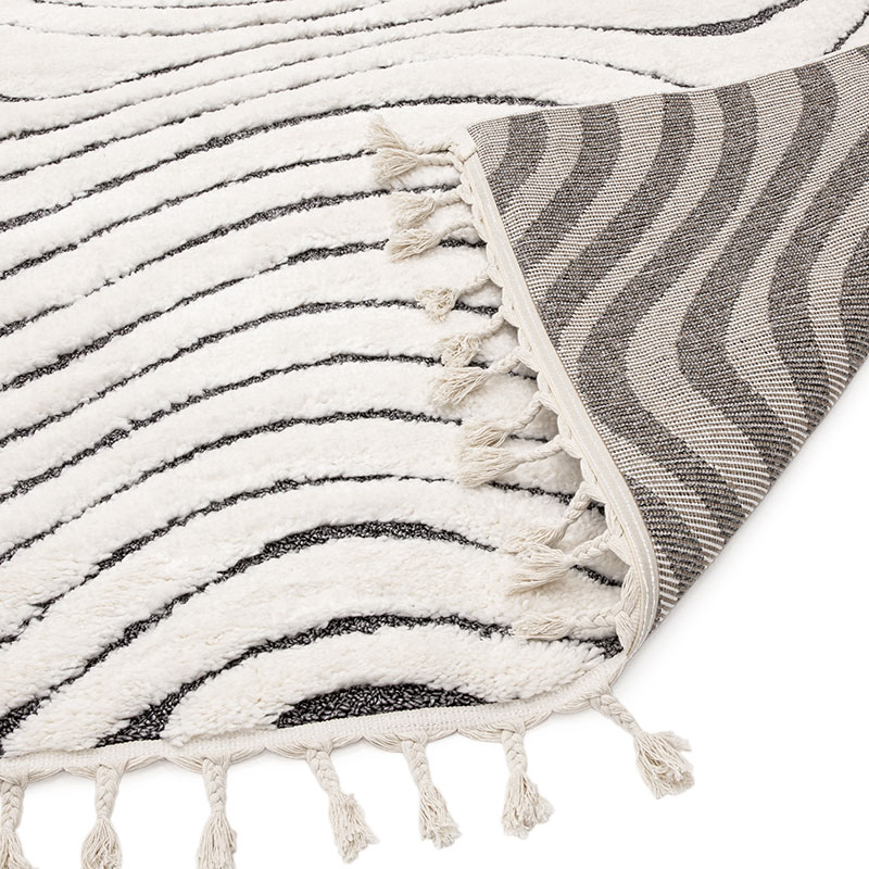 Arianna ripple shaggy moroccan rug, 160 x 230cm, Cream-3