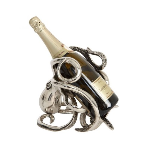 Octopus Wine bottle holder, H19 x W26 x D16cm, aluminium-0