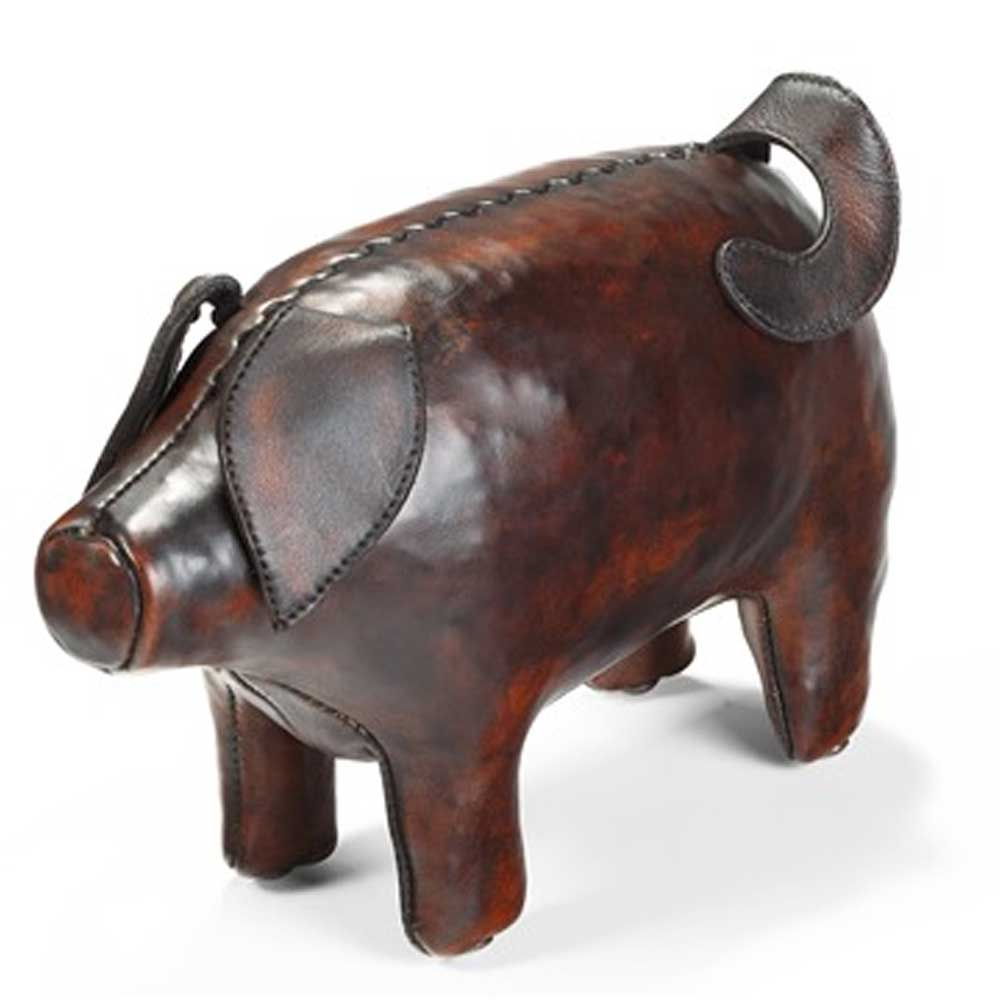 Standing Pig Miniature animal, L24.5 x W10 x H16cm, Cowhide Leather-0