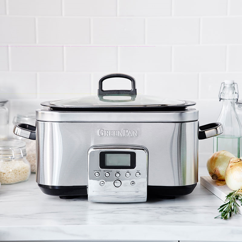 Non-Stick Slow Cooker, 6L, Stainless Steel-0