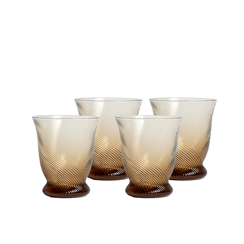 Spiral Set of 4 Tumbler Glasses, 175ml, Chestnut Brown-0