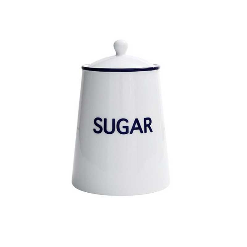 Canteen Sugar Storage Jar, White/Blue-0