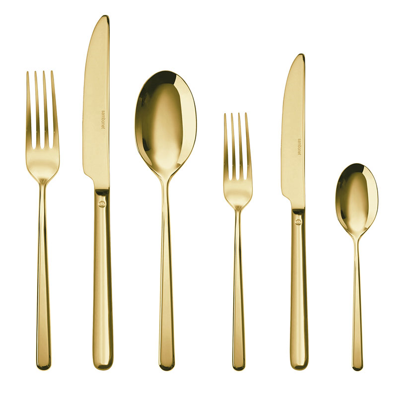 Linear 36 Piece Cutlery Set, Gold-0