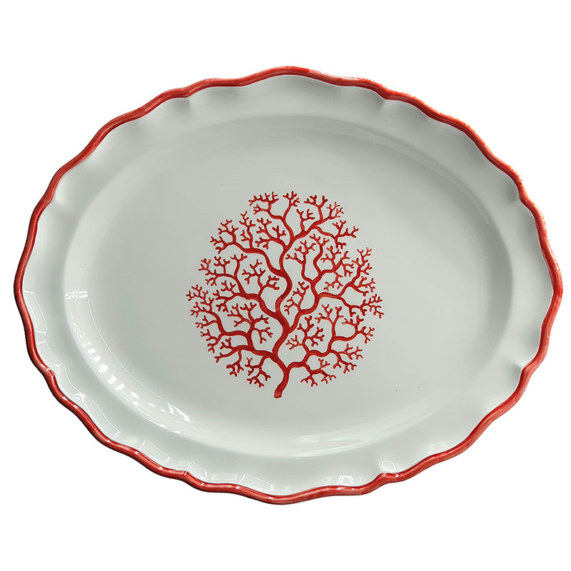 Coral Serving Plate, D32cm, White-0