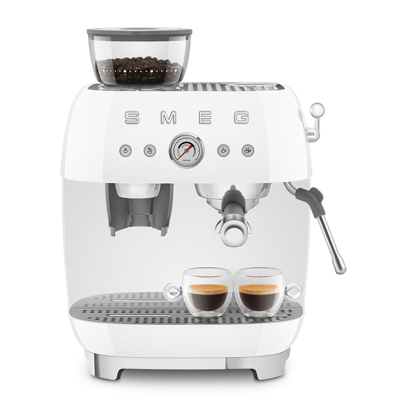 Espresso Coffee Machine with Grinder, White-7