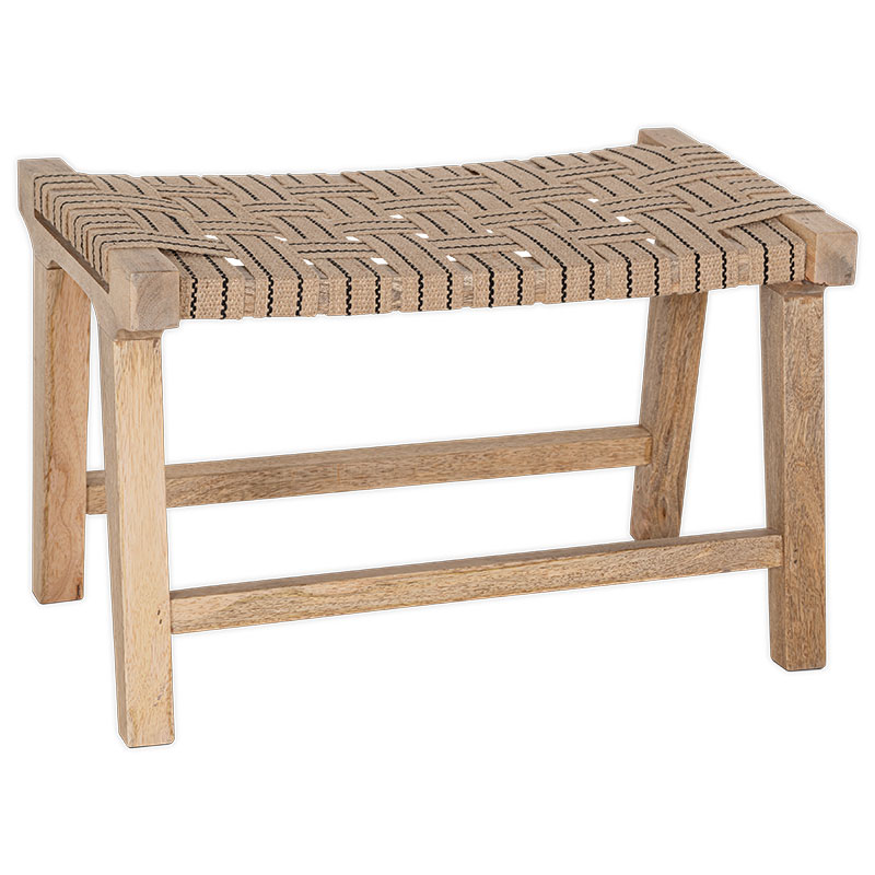 Nish Mango Wood & Jute Strap Stool, Natural-1