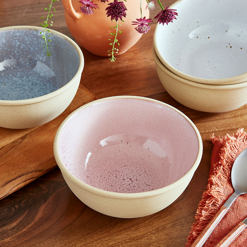 Minerals Set of 4 Bowls, D15cm, Rose Quartz-0